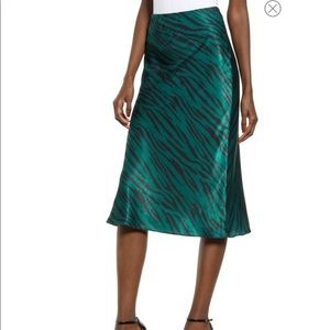 green zebra midi skirt